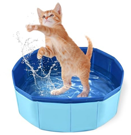 Katzenpool 30 × 10 cm Faltbarer Katzen Pool Hundepool Klein PVC Sommer Haustierpool Mini Pool für Katzen Welpen Baden Spielen Spa