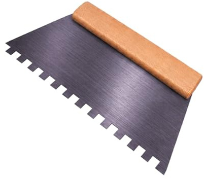 Tile Adhesive Spreader Comb 250mm (10 inch) with Wooden Handle – Square Notch, Steel Notched Trowel, for Floor Tiles, Wall Tiles & Flooring Glue and Adhesives (8 mm Notch)