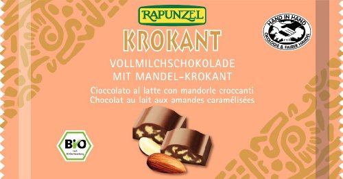 Rapunzel Vollmilchschokolade mit Mandelkrokant, 6er Pack (6 x 100g) - Bio