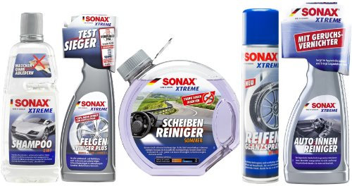 SONAX Xtreme Innen und Außen Pflege Set - Shampoo FelgenReiniger Scheibe Reifen