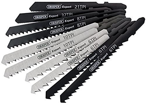 Draper 81736 Expert Lot de 10 lames de scie sauteuse pour outils électriques assorties NoirArgent