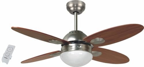 Bastilipo - Ventilador techo con mando a distancia, 60W, 105 cm de diámetro, Bermeo níquel