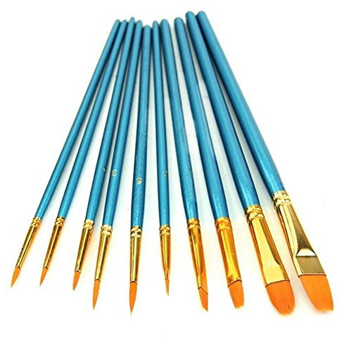 10 pcs rond pointu/plat Pointe en nylon Cheveux aquarelle Artiste Pinceaux de peinture