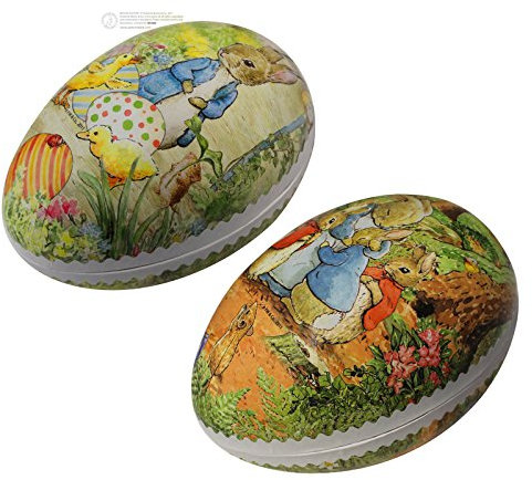 OLShop AG 2er Set Bilderostereier zum Befüllen Beatrix Potter 12 cm bunt Sortiert, Ostereier, Osterdekoration, Eier, Füllei, Pappei, Papposterei
