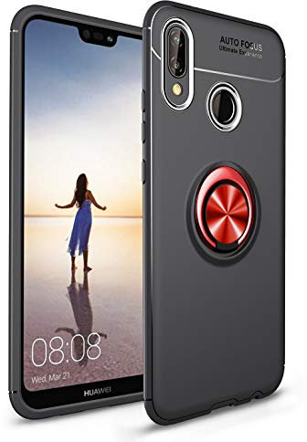 SORAKA Hülle für Huawei P20 Lite mit Ringständer Weiches TPU Ultradünn Schutzhülle Huawei P20 Lite mit Metallplatte für Handyhalterung Auto KFZ Magnet