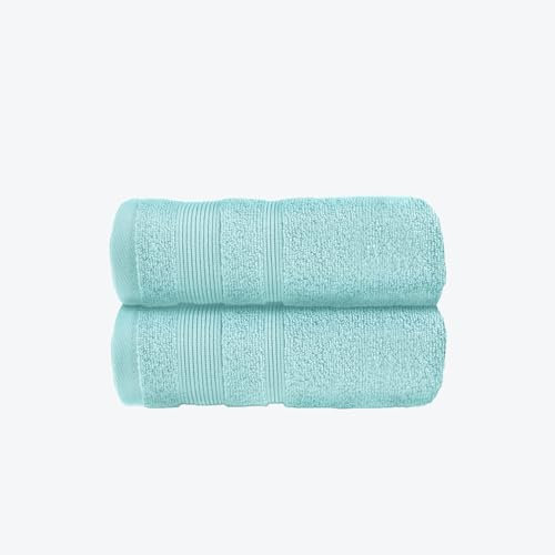 Allure Zero Twist Hand Towel Set for Bathroom, Pack of 2, 50 x 85cm, 100% Egyptian Cotton (Duckegg)
