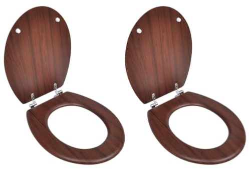 vidaXL Toilettensitze mit Deckel 2 STK. MDF Braun
