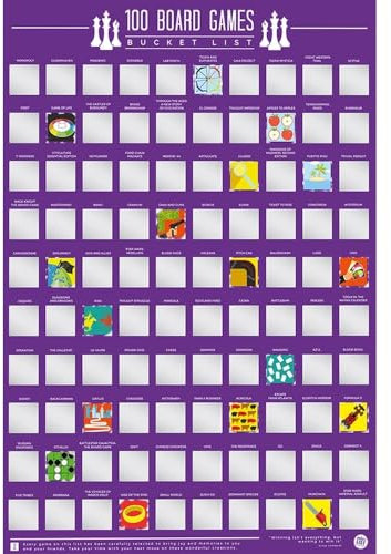 GR Gift Republic 100 Brettspiele Bucket List Poster, Papier, Violett, Einheitsgröße: 18 x 18 Zoll, Für 2-4 Spieler, Ab 60 Jahren, Strategie, Games, FFP, 1 Stück