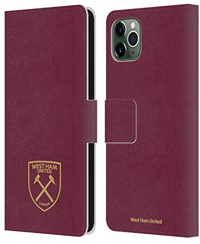 Head Case Designs Officially Licensed West Ham United FC Gold Logo Crest Leather Wallet Case Compatible With Apple iPhone 11 Pro Max