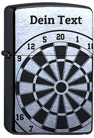Dartscheibe mit Wunschtext Lasergravur comp. w/Zippo personalisiert Gravur Dartboard Dartpfeil Dart Sturmfeuerzeug Personalisieren