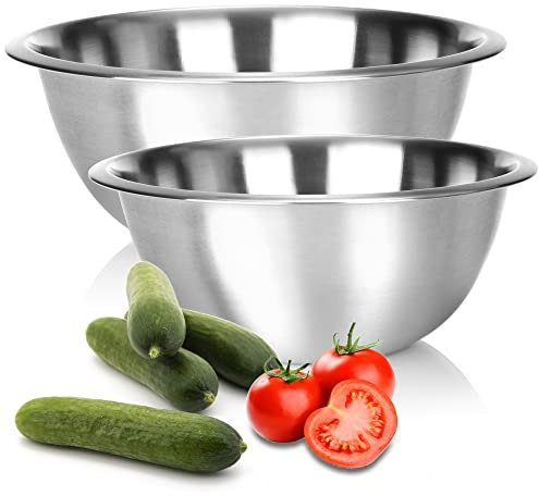 COM-FOUR® Ensemble de 2 bols à mélanger en acier inoxydable - bol de cuisine multifonction - bol en métal argenté, différentes tailles (2 pièces - Ø 24/27,5cm)