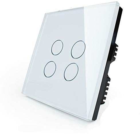 KONOQ Glass Panel Smart Touch Light Switch - WIFI INTEGRATED ON/OFF (4 Gang / 2 Way, White)