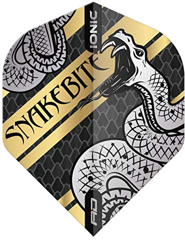 RED DRAGON Snakebite Hardcore Coiled Snake Gold Dart Flights - 3 Sets Per Pack (9 Dart Flights in total)