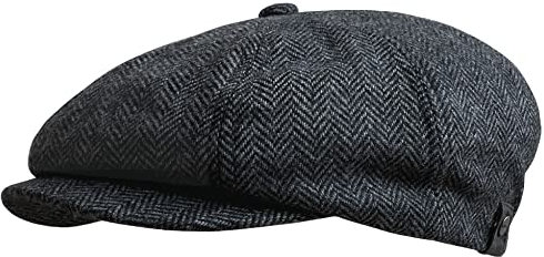 WEROR Herren Schiebermütze Flatcap Cap Mütze Fischgrät WEROR-320.1 (54-55, Anthrazit)