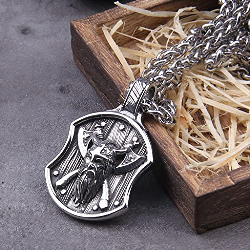 YABEME Viking Odin Thors Axt Anhänger Halskette, Nordischer Herren Keltischer Heidnischer Skandinavischer Amulettschmuck, mit 24 Zoll Edelstahlkette