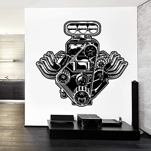NSRJDSYT Auto Motor Motor Wandaufkleber Mechaniker Auto Geschwindigkeit Cool Vinyl Selbst- Wandtattoo Dekoration Garage Mann Höhle 89x84cm