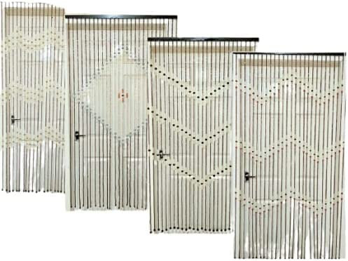RCYF Stylish Wooden Bamboo Beautiful Hanging Beaded Door Curtain Classic String Fly Insect Screen Blind Design Varies Home Gifts Decoration (V Design 18080)