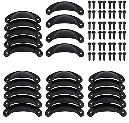 LLDDSS 24pcs Coque d'une Coquille Antique poignées de poignée de Meuble Vintage poignées pour Armoire Armoire (Color : Black)