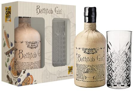 Ableforth's Bathtub Gin Geschenkpack / Geschenkset 0,7l + hochwertiges Highball Glas Small Batch Gin aus England - World Gin Awards Gold 2022