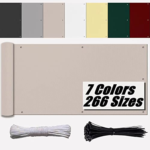 Ufamiluk Brise Vue Balcon 1m20 de Hauteur avec Oeillets Attaches de câble et Cordons Solaire Brise Vue de Balcon 1m20 pour Jardin et Lieu de fête Piscine Taupe 120x750cm