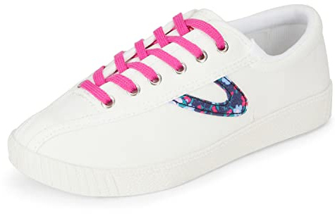 TRETORN Sneakers Donna Nylite Plus Canvas, Bianco/Fucsia/Floreale, 38.5 EU