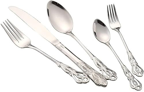 ESSONIO Besteck Set, Besteckset 12 Personen 60-TLG. Luxus-Besteck-Sets, Spiegelpoliertes Besteckset, Elegantes Tafelbesteck für Home/Wichtige Abendessen (12 Sets mit 60 Stück)