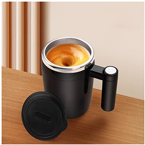 FOVNOT Upgrade Tasse à mélangeur automatique, rechargeable, tasse magnétique pour voiture, tasse à mélangeur automatique pour café/lait/thé/chocolat chaud (noir)