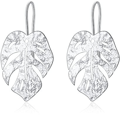 Nancita Plant Leaf Earrings - Palm Leaf Drop Earrings - Vintage Monstera Leaves Earring - Jewelry Gift, 7cm4.5cm(2.76inch1.77inch), Yellow Gold White Gold, No Gemstone