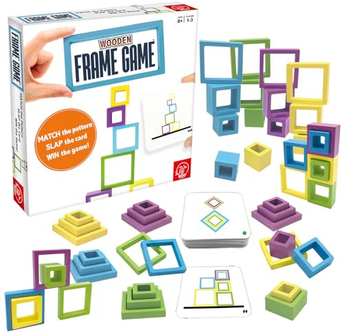 Roo Games Frame Game - Beautiful All Wooden Design, Montessori Inspired, Safe & Durable, Water-based Paints - Perfect Board Games for Adults, Family Games, Family Card Games - Ages 8+