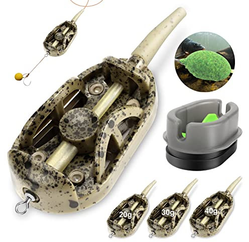 Realure Carp Fishing Feeders Method Fishing Feeder with Fishing Weights 20g 30g 40g 50g 60g Method Inline Feeders Tackle for Bait(20+30+40g)