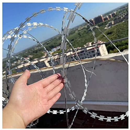 Filo d'Acciaio A Rasoio - Filo Spinato in Acciaio Zincato - Rotolo di Filo Elicoidale Concertina - Resistente alle Intemperie E all'Acqua - Protezione del Giardino All'aperto (Colore : Silver, Tagli