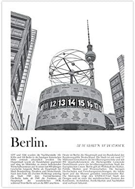 Generisch Poster Berlin | Fernsehturm Weltzeituhr Schwarz Weiß A3 (42 x 29,7 cm)
