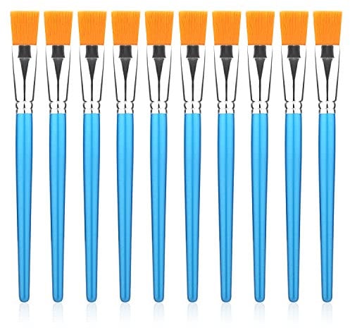 SAVITA 10pcs Flat Paint Brushes, 1 Inch Oil Painting Brushes Synthetic Watercolor Acrylic Paint Brush for Acrylic, Watercolor, Oil Painting, Crafts, Face Body Art