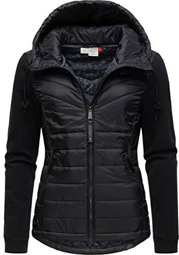 Ragwear Damen Übergangsjacke leichte Steppjacke kurz mit weichen Ärmeln und Kapuze Lucinda Black23 Gr. XL