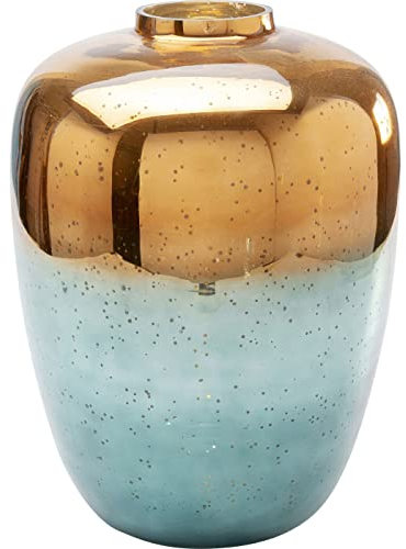 Kare Design Deko Vase Lizy Shine Multi, Gold/blau, Blumenvase, Dekorationsvase, Gefäß für Blumen, Tischvase, 41cm