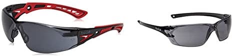 Bolle RUSHPPSF Rush Plus Spectacles, Red/Black & pripsf Prism Safety Spectacles Glasses, Smoke Shaded Lens
