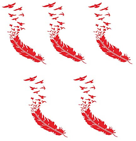 5 Stück Lustig 3D Feder Vogel Auto Aufkleber Wasserdicht DIY Auto Frontstoßstange Kratzschutz Aufkleber Wandsticker Wandtattoo für Motorhaube Heckscheiben Fenster Laptop,Fahrrad,LKW,Motorrad