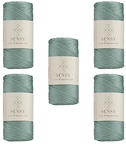S Sensy - Salbei 2MM Premium Polypropylen Makramee-Kordel 5 Stück, 230m