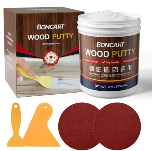 BONCART Wood Filler,Wood Putty,Wood Filler Paintable,Wood Repair Putty Stainable,9.87 Ounce White wood filler,Wood furniture repair kit,Quickly repair any broken and defective wooden furniture