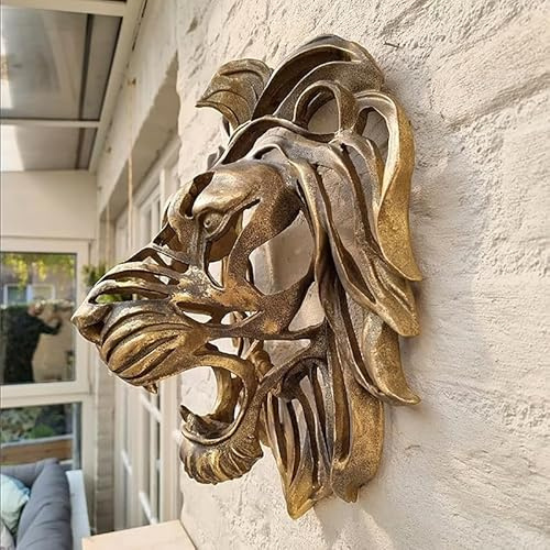 Löwenkopf Ornamente Material: Metall Farbe: Gold Größe: wie Gezeigt Wand Dekoration Handwerk Luxus Haus Zubehör Ob Sie EIN Zuhause dekorieren
