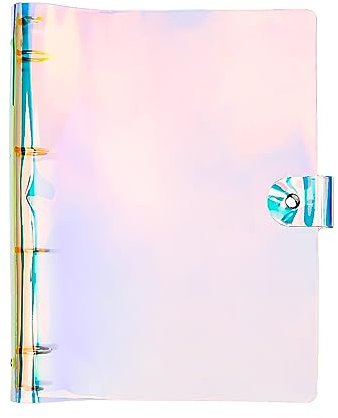 Raccoglitore laser formato A4, in morbido PVC, ricaricabile, con 4 anelli, con chiusura a bottone a pressione, con anelli rotondi, fogli sfusi, per agenda e pagine di diario di viaggiatori (laser)