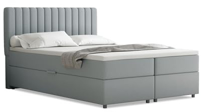 PANDA MÖBEL Homesy Everest Boxspringbett 180 x 200 cm Doppelbett mit hochwertiger Bonell-Matratze incl Topper, Polsterbett mit Bettkasten, Schlafzimmer, Bequem, Modern, Stilvoll