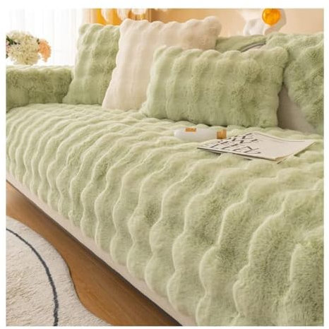Lipski Thick Rabbit Plush Sofa Cushion, Non-Slip Sofa Cover Super Soft Faux Fur Sofa Couch Cover, Fluffy Couch Cushion Covers Furniture Protector (B,Sofa Cushion 90 * 180cm)