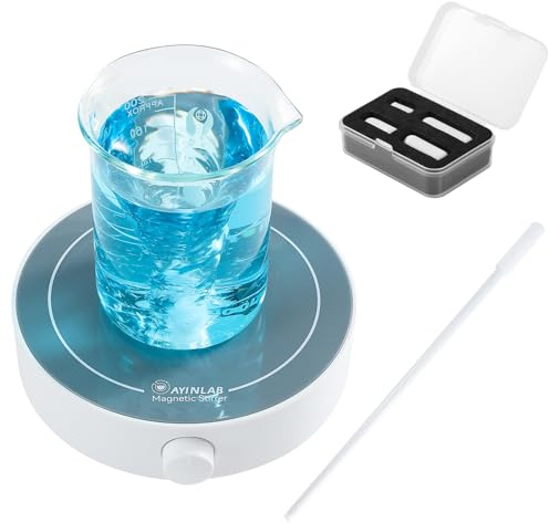 AyinLab Magnetic Stirrer, Fast Stir Plate with Speed Control, Lab Magnetic Mixer with 4pcs Magnetic Stir Bars, 1 Stir Bar Retriever for Making Yeast, Liquid Stirring, Max Volume 3000ml, Powerful Motor