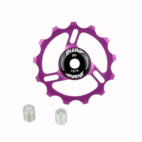 11/13T MTB Schaltwerk Pulleys Fahrrad Umwerfer Metall/Keramik Lager Pulley Road Mountain Bike Roller Pulley für 8/9/10/11 Speed Rear Derailleur (13T Lila Metall)