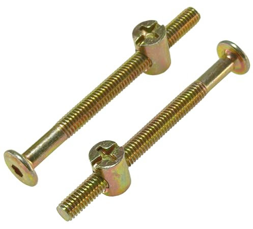 10-Set M6 Furniture Bolt and Nut Kit, Hex Socket Bed Bolts, Screws, and Nuts (70mm)