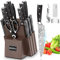 MOSFiATA Messerblock Set 15pcs, Kochmesser Küchenmesser Edelstahl, Scharf mit Fingerschutz, Geschenkbox Enthalten