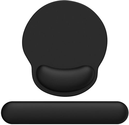 Giecy Tappetino Mouse Poggiapolsi per Tastiera,Mouse Pad Ergonomico in Gel e Poggiapolsi per Tastiera in Memory Foam con Base Antiscivolo in PU per Gaming Ufficio PC(Set di Nero)