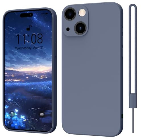 ORDA für iPhone 15 Hülle Silikon Case, Handyhülle für iPhone 15 Ultra Dünn Slim mit Microfiber, Kratzfeste Rundumschutz Case Schutzhülle Hülle für iPhone 15 6.1'' Blau Grau