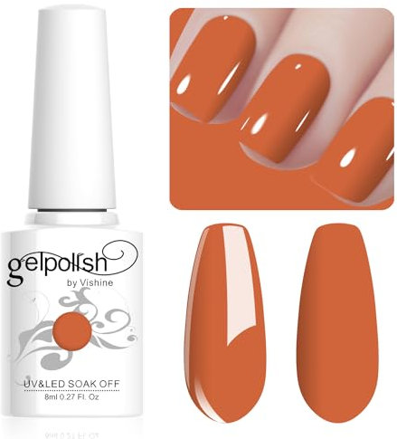 Vishine Gel Polish, 8ml Dark Orange Soak Off UV LED Nail Art DIY Manicure for Girls Women #060